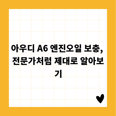 아우디 A6 엔진오일 보충, 전문가처럼 제대로 알아보기