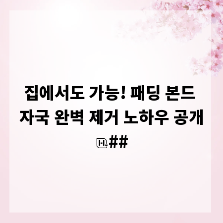 집에서도 가능! 패딩 본드 자국 완벽 제거 노하우 공개
##