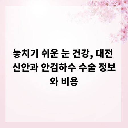 놓치기 쉬운 눈 건강, 대전 신안과 안검하수 수술 정보와 비용