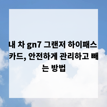 내 차 gn7 그랜저 하이패스 카드, 안전하게 관리하고 빼는 방법