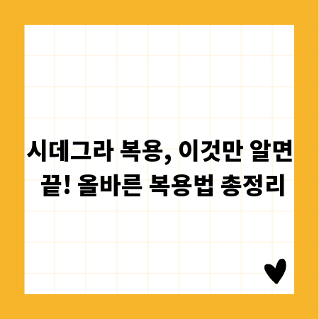 시데그라 복용, 이것만 알면 끝! 올바른 복용법 총정리