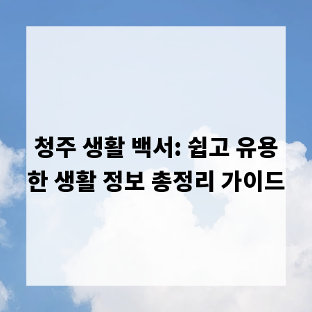 청주 생활 백서: 쉽고 유용한 생활 정보 총정리 가이드