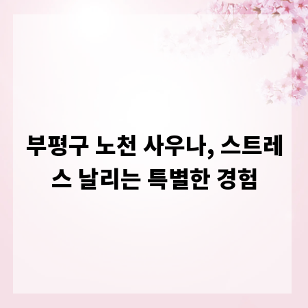 부평구 노천 사우나, 스트레스 날리는 특별한 경험