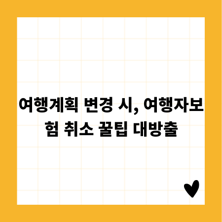 여행계획 변경 시, 여행자보험 취소 꿀팁 대방출