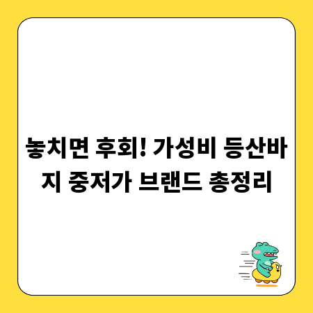 놓치면 후회! 가성비 등산바지 중저가 브랜드 총정리