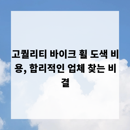 고퀄리티 바이크 휠 도색 비용, 합리적인 업체 찾는 비결