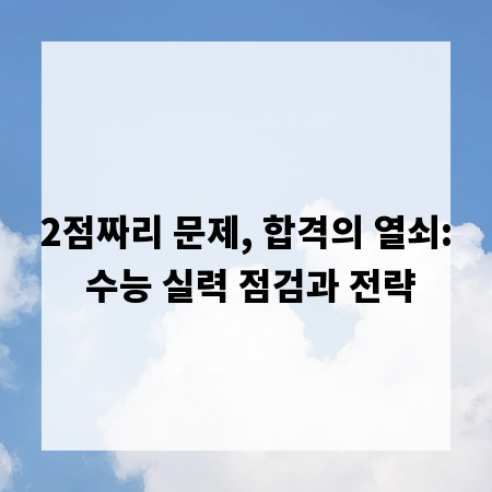 2점짜리 문제, 합격의 열쇠: 수능 실력 점검과 전략