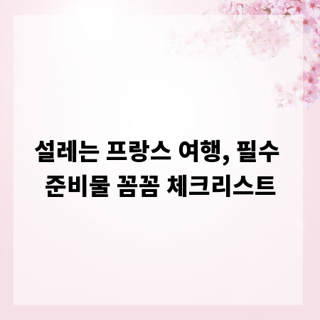 설레는 프랑스 여행, 필수 준비물 꼼꼼 체크리스트