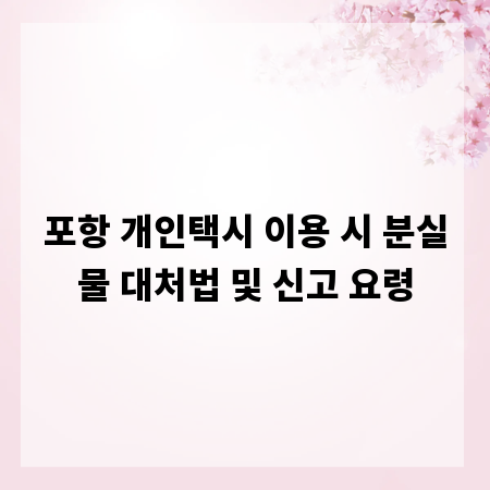 포항 개인택시 이용 시 분실물 대처법 및 신고 요령