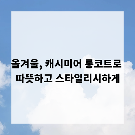 올겨울, 캐시미어 롱코트로 따뜻하고 스타일리시하게