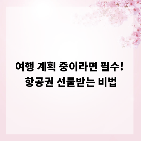 여행 계획 중이라면 필수! 항공권 선물받는 비법