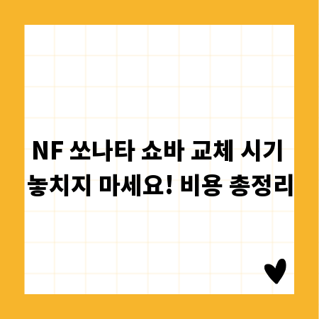 NF 쏘나타 쇼바 교체 시기 놓치지 마세요! 비용 총정리